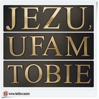 Rękodzieło mosięzny napis Jezu, Ufam Tobie