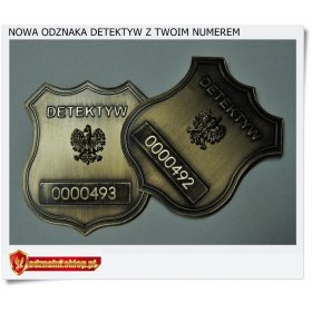 NOWA mosiężna ODZNAKA DETEKTYW z numerem licencji 