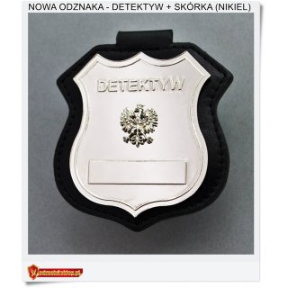Odznaka Detektyw + Skórka + grawer (Nowa Nikiel)