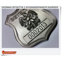 Odznaka Detektywa z wygrawerowanym numerem i skórką 