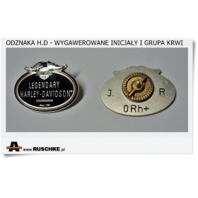 Odznaka motocyklisty Harley Davidson + Oznaczenie grupy krwi