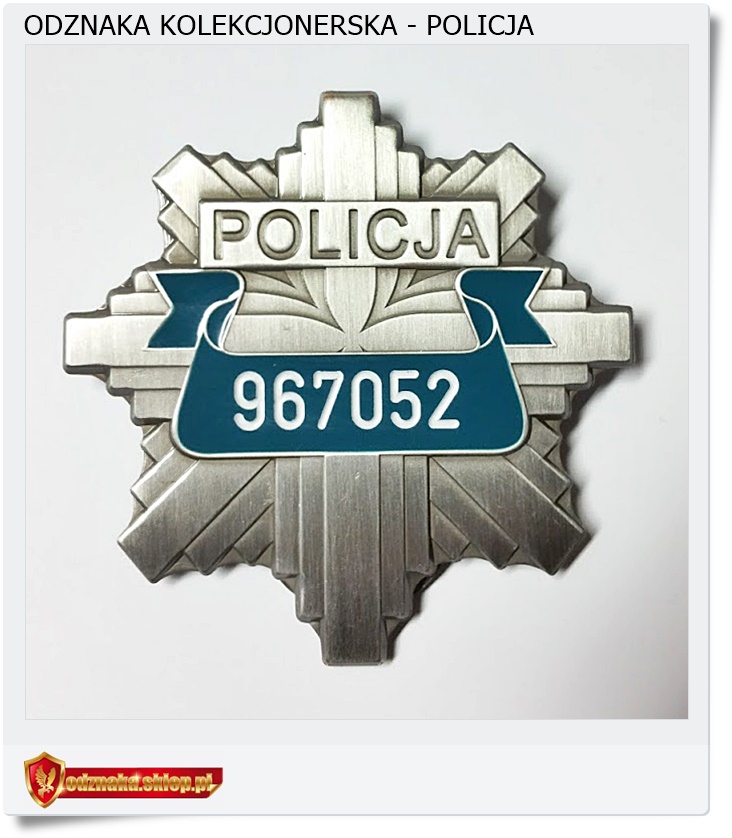  Odznaka POLICJA z NUMETEM + BLACHA Kolekcjonerska z odkęcanym klipem