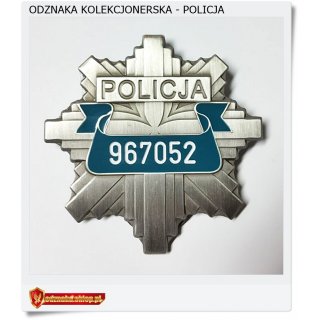 Odznaka POLICJA z NUMETEM + BLACHA Kolekcjonerska z odkęcanym klipem