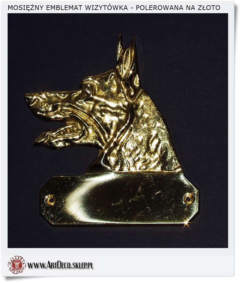  Owczarek niemiecki - Emblemat wizytówka polerowana na złoto