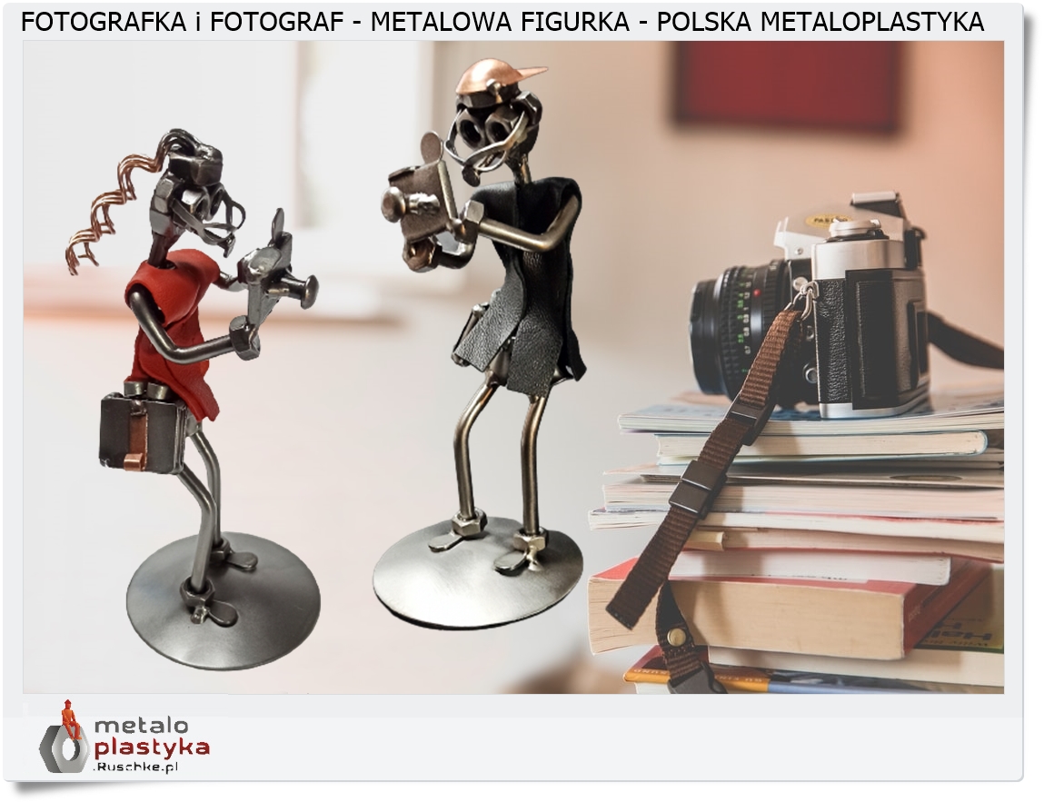  Metaloplastyka metalowa figurka fotograf i fotografka