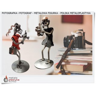 Metaloplastyka metalowa figurka fotograf i fotografka