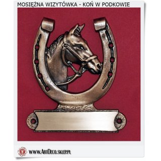 Mosiężna wizytówka podkowa z koniem