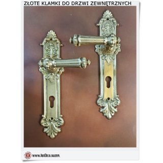 Klamka mosiężna złota do drzwi zewnętrznych