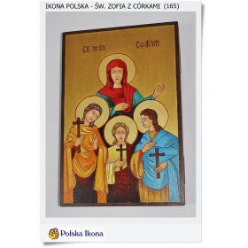 Polska ikona na desce Św. Zofia z trzema córkami 20x30 cm (165)
