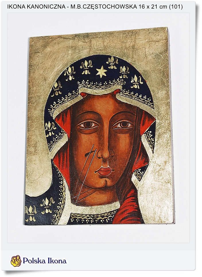  Polska Ikona sakralna Matka Boża Częstochowska 16 x 21 cm (101)