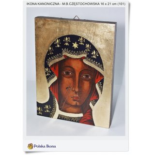 Polska Ikona sakralna Matka Boża Częstochowska 16 x 21 cm (101)