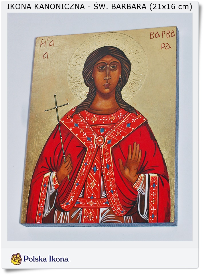  Polska ikona Św. Barbara - Ikona ręcznie malowana