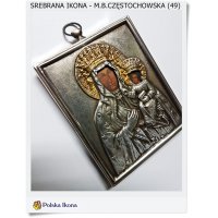 Polska srebrna ikona Matka Boża Częstochowska (49)