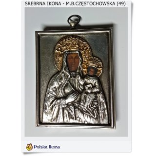 Polska srebrna ikona Matka Boża Częstochowska (49)
