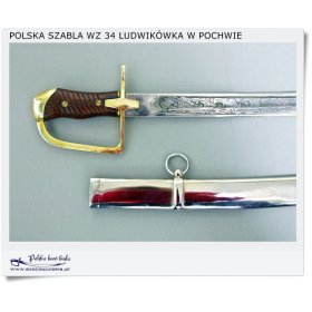 Polska szabla wz. 34 z metalową pochwą i sentencją