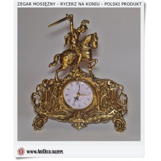 Polski prezent mosiężny Zegar Rycerz na koniu