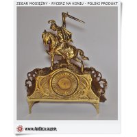 Polski prezent mosiężny Zegar Rycerz na koniu