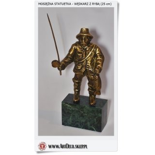 Mosiężna statuetka Wędkarz