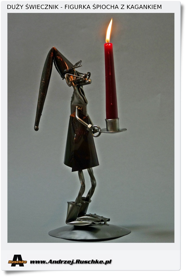  Stojący świecznik kaganek - Krasnal śpioch - Duża figurka XL