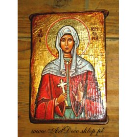 św. KRYSTYNA Ikona pisana i postarzona Rękodzieło