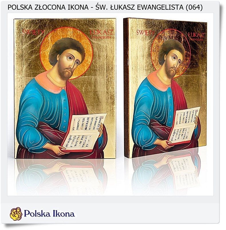  Święty ŁUKASZ Ewangelista Polska ikona złocona (064)