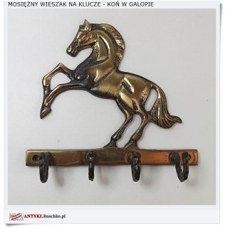 Mosiężny wieszak koń w galopie