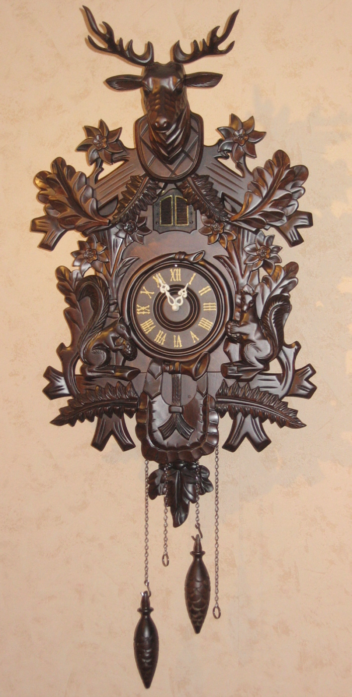  Zegar dla leśniczego KUKUŁKA z jeleniem kolor orzech 24000